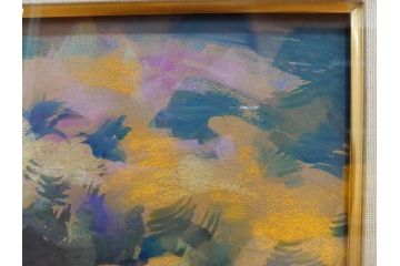 真作　赤石文雄　「悠」　8号　躍動感のある色使いに思わず見惚れてしまうパステル画(馬の親子、動物、ウマ、うま、絵画、額装、箱付き)(R-074130)