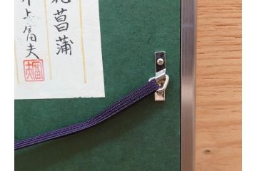 【真作】 京都　日本画家　井上富夫　「花菖蒲」(共シール、絵画、額装、箱付き)(R-074131)