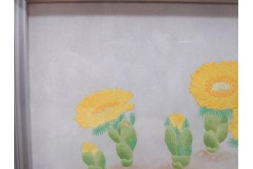 真作　京都　日本画家　井上富夫　「福寿草」(共シール、絵画、額装、箱付き)(R-074132)
