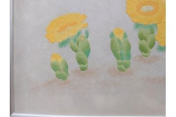 真作　京都　日本画家　井上富夫　「福寿草」(共シール、絵画、額装、箱付き)(R-074132)