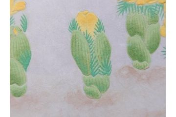 真作　京都　日本画家　井上富夫　「福寿草」(共シール、絵画、額装、箱付き)(R-074132)