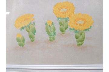 真作　京都　日本画家　井上富夫　「福寿草」(共シール、絵画、額装、箱付き)(R-074132)