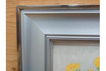 真作　京都　日本画家　井上富夫　「福寿草」(共シール、絵画、額装、箱付き)(R-074132)