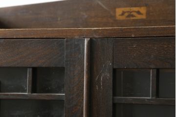 和製アンティーク　上手物!!　古い栓材の象嵌入り本箱(ブックケース、サイドキャビネット、収納棚、戸棚)(R-074142)