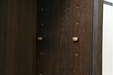 和製アンティーク　上手物!!　栓材　象嵌入り　扉のデザインが目を引く本箱　(R-074142)