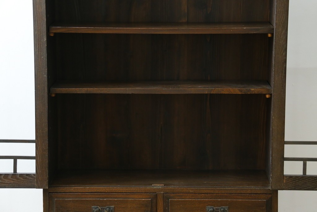 和製アンティーク　上手物!!　栓材　象嵌入り　扉のデザインが目を引く本箱　(R-074142)