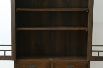 和製アンティーク　上手物!!　栓材　象嵌入り　扉のデザインが目を引く本箱　(R-074142)