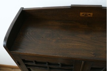 和製アンティーク　上手物!!　栓材　象嵌入り　扉のデザインが目を引く本箱　(R-074142)