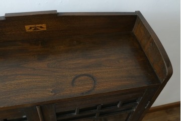 和製アンティーク　上手物!!　栓材　象嵌入り　扉のデザインが目を引く本箱　(R-074142)