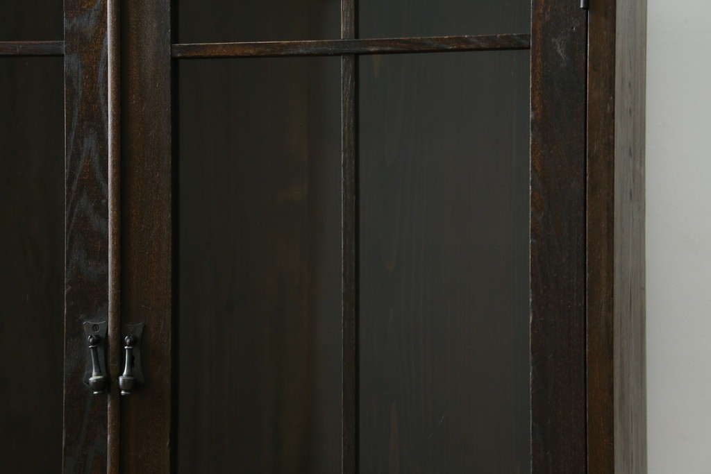 和製アンティーク　上手物!!　栓材　象嵌入り　扉のデザインが目を引く本箱　(R-074142)