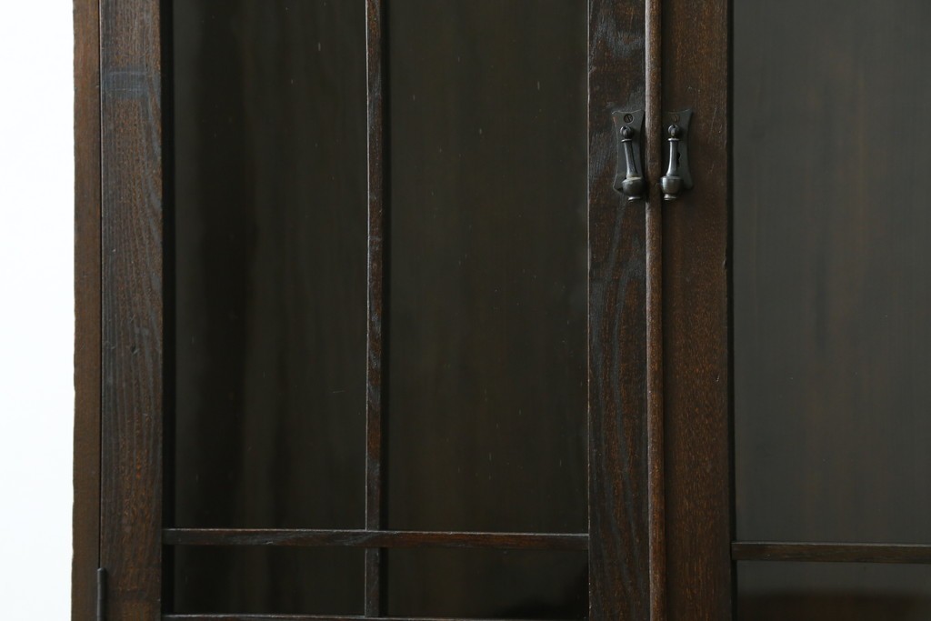 和製アンティーク　上手物!!　栓材　象嵌入り　扉のデザインが目を引く本箱　(R-074142)