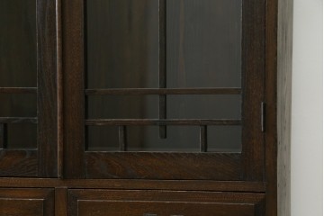 和製アンティーク　上手物!!　栓材　象嵌入り　扉のデザインが目を引く本箱　(R-074142)