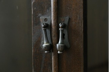 和製アンティーク　上手物!!　栓材　象嵌入り　扉のデザインが目を引く本箱　(R-074142)