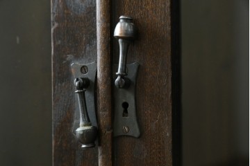 和製アンティーク　上手物!!　栓材　象嵌入り　扉のデザインが目を引く本箱　(R-074142)