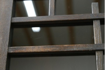 和製アンティーク　上手物!!　栓材　象嵌入り　扉のデザインが目を引く本箱　(R-074142)