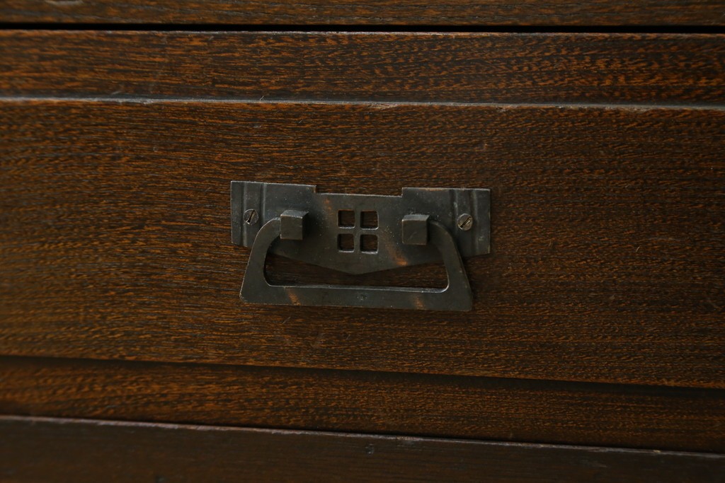 和製アンティーク　上手物!!　栓材　象嵌入り　扉のデザインが目を引く本箱　(R-074142)