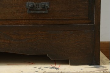 和製アンティーク　上手物!!　栓材　象嵌入り　扉のデザインが目を引く本箱　(R-074142)