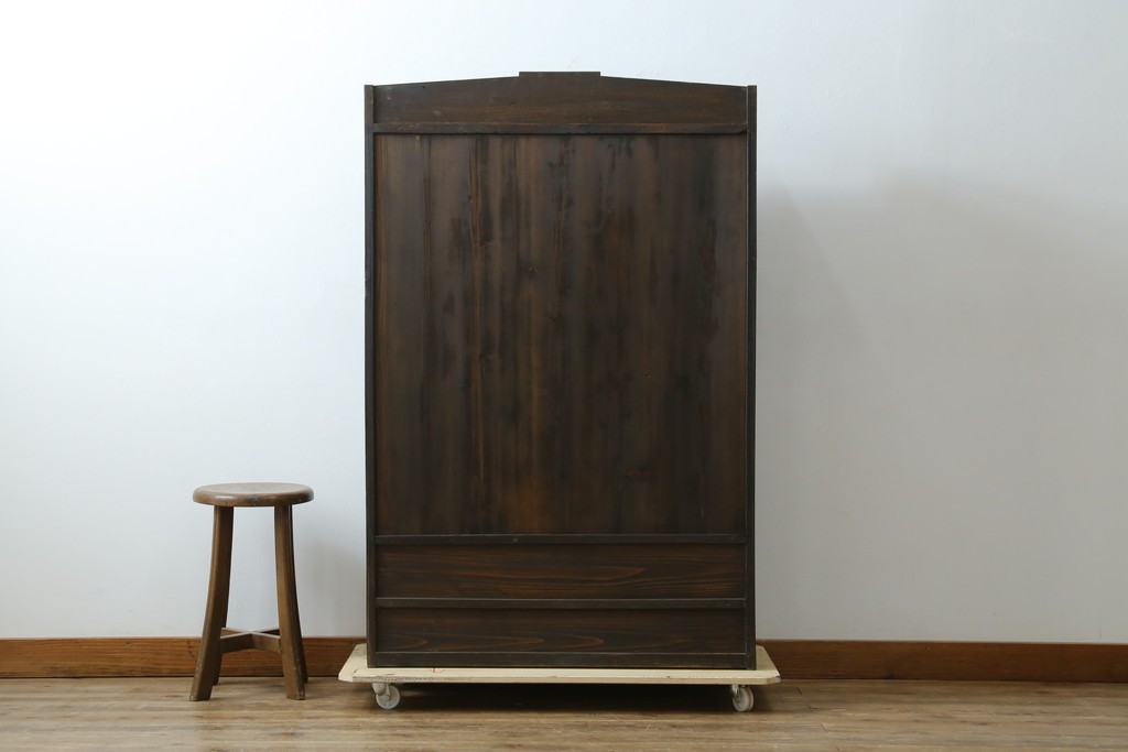 和製アンティーク　上手物!!　栓材　象嵌入り　扉のデザインが目を引く本箱　(R-074142)