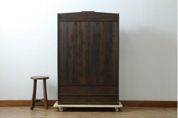 和製アンティーク　上手物!!　栓材　象嵌入り　扉のデザインが目を引く本箱　(R-074142)