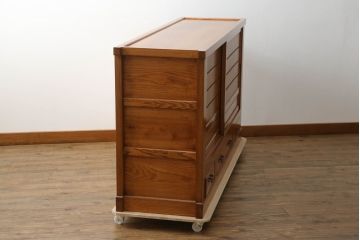 中古　美品　美しい木目と品のある佇まいが魅力の水屋箪笥サイドボード(引き出し、収納棚、戸棚、食器棚)(R-074145)