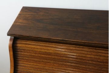 イギリスアンティーク　オーク材　たっぷりな収納力が魅力的!! シックな佇まいのロールトップデスク(両袖机、ニーホールデスク、ワークデスク、在宅用、在宅ワーク、英国)(R-074149)