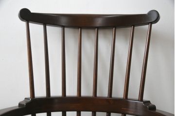 中古　美品!!　松本民芸家具　♯508D型　シックな佇まいが魅力のウィンザーチェア(ウインザーチェア、アームチェア、板座チェア、ダイニングチェア、椅子、イス)(定価約16万円)(R-074151)