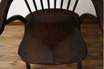 中古　美品!!　松本民芸家具　♯508D型　シックな佇まいが魅力のウィンザーチェア(ウインザーチェア、アームチェア、板座チェア、ダイニングチェア、椅子、イス)(定価約16万円)(R-074151)