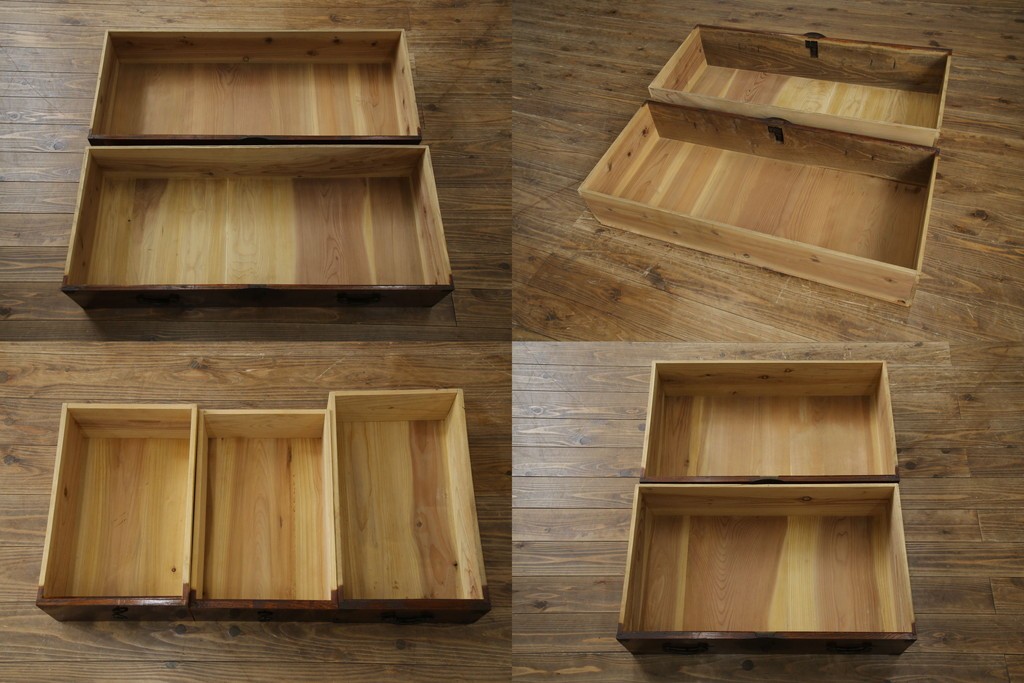 和製アンティーク　桜丸金具　年月を経た風合いが魅力的な重ね米沢箪笥　(R-074160)