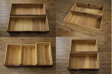 和製アンティーク　桜丸金具　年月を経た風合いが魅力的な重ね米沢箪笥　(R-074160)