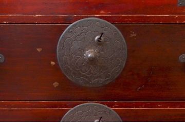 和製アンティーク　桜丸金具　年月を経た風合いが魅力的な重ね米沢箪笥(重ね箪笥、収納箪笥、衣装箪笥、小箪笥、時代箪笥)(R-074160)