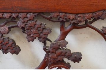 アンティーク建具　激レア　希少!!　最高級　山本博作　漆塗り　楠(クス)材　紅葉・宝珠　緻密で豪華な太鼓(だだいこ・楽太鼓)の彫りに目を奪われる彫刻欄間1枚(明り取り、明かり取り、在銘有り)(R-074167)