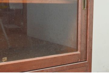 和製ビンテージ　ゆらゆらガラス　大振り　幅200cm　ナラ材　レトロな雰囲気のサイドボード(ガラスケース、サイドキャビネット、食器棚、収納棚、飾り棚、戸棚、ヴィンテージ)(R-074172)