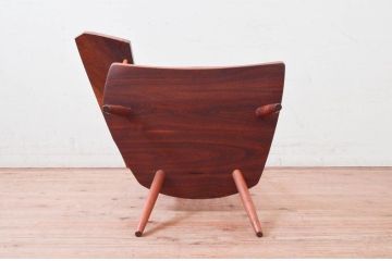 和製ヴィンテージ　小田急ハルク購入　ジョージナカシマ　LOUNGE ARM(ラウンジアーム)　One Arm(ワンアーム、片肘)　CN103　モダンに洗練された右アーム付きラウンジチェア(ジョージ・ナカシマ、アームチェア、イス、椅子、板座チェア、ビンテージ)(R-074175)