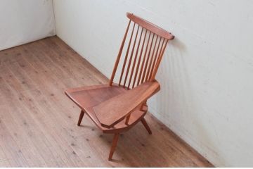和製ヴィンテージ　小田急ハルク購入　ジョージナカシマ　LOUNGE ARM(ラウンジアーム)　One Arm(ワンアーム、片肘)　CN103　モダンに洗練された左アーム付きラウンジチェア(ジョージ・ナカシマ、アームチェア、イス、椅子、板座チェア、ビンテージ)(R-074176)