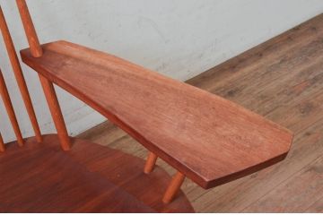 和製ヴィンテージ　小田急ハルク購入　ジョージナカシマ　LOUNGE ARM(ラウンジアーム)　One Arm(ワンアーム、片肘)　CN103　モダンに洗練された左アーム付きラウンジチェア(ジョージ・ナカシマ、アームチェア、イス、椅子、板座チェア、ビンテージ)(R-074176)
