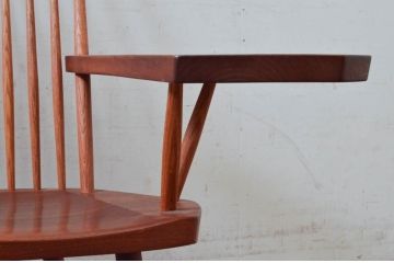 和製ヴィンテージ　小田急ハルク購入　ジョージナカシマ　LOUNGE ARM(ラウンジアーム)　One Arm(ワンアーム、片肘)　CN103　モダンに洗練された左アーム付きラウンジチェア(ジョージ・ナカシマ、アームチェア、イス、椅子、板座チェア、ビンテージ)(R-074176)
