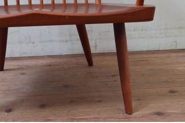 和製ヴィンテージ　小田急ハルク購入　ジョージナカシマ　LOUNGE ARM(ラウンジアーム)　One Arm(ワンアーム、片肘)　CN103　モダンに洗練された左アーム付きラウンジチェア(ジョージ・ナカシマ、アームチェア、イス、椅子、板座チェア、ビンテージ)(R-074176)