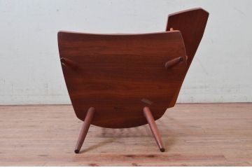 和製ヴィンテージ　小田急ハルク購入　ジョージナカシマ　LOUNGE ARM(ラウンジアーム)　One Arm(ワンアーム、片肘)　CN103　モダンに洗練された左アーム付きラウンジチェア(ジョージ・ナカシマ、アームチェア、イス、椅子、板座チェア、ビンテージ)(R-074176)