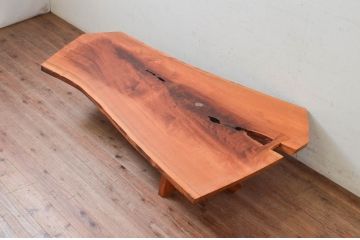 和製ビンテージ　レア　ジョージナカシマ　刻印なしの年代もの!!　小田急ハルク購入　MINGURENII COFFEE TABLE　濃淡の杢目が魅力的!素材のかたちを贅沢に活かしたコーヒーテーブル(ジョージ・ナカシマ、ミングレンII、ローテーブル、リビングテーブル、センターテーブル、ヴィンテージ、契り)(R-074177)