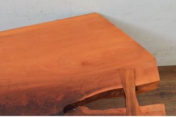 和製ビンテージ　レア　ジョージナカシマ　刻印なしの年代もの!!　小田急ハルク購入　MINGURENII COFFEE TABLE　濃淡の杢目が魅力的!素材のかたちを贅沢に活かしたコーヒーテーブル(ジョージ・ナカシマ、ミングレンII、ローテーブル、リビングテーブル、センターテーブル、ヴィンテージ、契り)(R-074177)