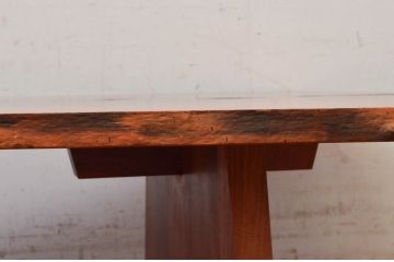 和製ビンテージ　レア　ジョージナカシマ　刻印なしの年代もの!!　小田急ハルク購入　MINGURENII COFFEE TABLE　濃淡の杢目が魅力的!素材のかたちを贅沢に活かしたコーヒーテーブル(ジョージ・ナカシマ、ミングレンII、ローテーブル、リビングテーブル、センターテーブル、ヴィンテージ、契り)(R-074177)