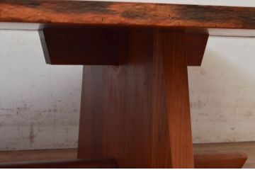 和製ビンテージ　レア　ジョージナカシマ　刻印なしの年代もの!!　小田急ハルク購入　MINGURENII COFFEE TABLE　濃淡の杢目が魅力的!素材のかたちを贅沢に活かしたコーヒーテーブル(ジョージ・ナカシマ、ミングレンII、ローテーブル、リビングテーブル、センターテーブル、ヴィンテージ、契り)(R-074177)
