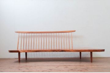 和製ヴィンテージ　小田急ハルク購入　ジョージナカシマ　BENCH　CN108　木そのままの味わいが伝わるコノイドベンチ(ジョージ・ナカシマ、長椅子、板座チェア、ビンテージ)(R-074178)