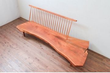 和製ヴィンテージ　小田急ハルク購入　ジョージナカシマ　BENCH　CN108　木そのままの味わいが伝わるコノイドベンチ(ジョージ・ナカシマ、長椅子、板座チェア、ビンテージ)(R-074178)