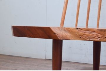 和製ヴィンテージ　小田急ハルク購入　ジョージナカシマ　BENCH　CN108　木そのままの味わいが伝わるコノイドベンチ(ジョージ・ナカシマ、長椅子、板座チェア、ビンテージ)(R-074178)