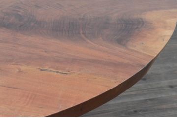 和製ビンテージ　レア　ジョージナカシマ　刻印なしの年代もの!!　小田急ハルク購入　ROUND TABLE　素材のかたちと杢目を活かしたラウンドテーブル(ジョージ・ナカシマ、丸テーブル、ローテーブル、リビングテーブル、センターテーブル、ヴィンテージ、契り)(R-074179)