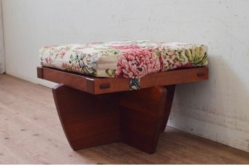 和製ビンテージ　ジョージナカシマ　小田急ハルク購入　GREENROCK OTTOMAN　CN114　こだわりの空間演出が叶うグリーンロックオットマン(ジョージ・ナカシマ、椅子、フットスツール、チェア、ヴィンテージ)(R-074181)