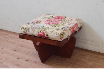 和製ビンテージ　ジョージナカシマ　小田急ハルク購入　GREENROCK OTTOMAN　CN114　こだわりの空間演出が叶うグリーンロックオットマン(ジョージ・ナカシマ、椅子、フットスツール、チェア、ヴィンテージ)(R-074182)