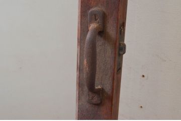 アンティーク建具　どこか懐かしさを感じる幅狭ガラス扉1枚(ドア、ガラス戸)(R-074187)