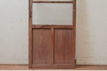 アンティーク建具　どこか懐かしさを感じる幅狭ガラス扉1枚(ドア、ガラス戸)(R-074187)